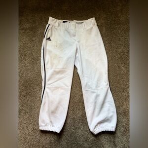 Adidas Climalite White Softball Pants | Women’s Medium | Maroon Stripe